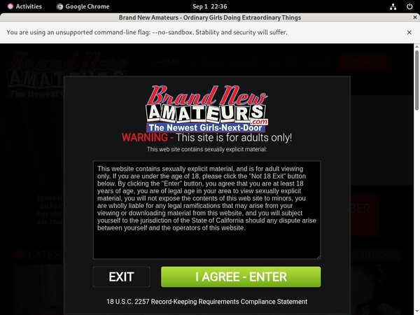 Brand New Amateurs Signup Page