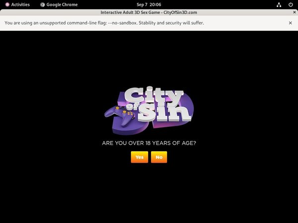City Of Sin 3D Registration Form