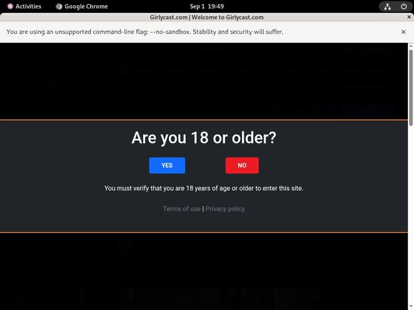 GirlyCast.com Register Form